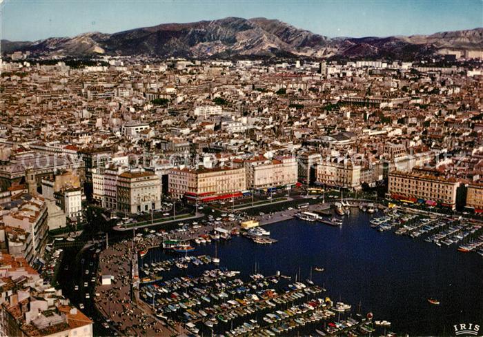 Marseille Bouches-du-Rhone Vue aerienne du Vieux Port et le quai des Belges
