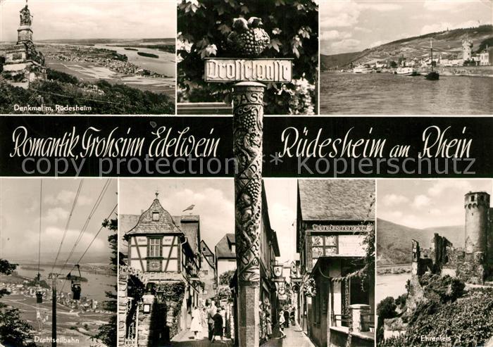 Ruedesheim Rhein Denkmal Drosselgasse Drahtseilbahn Burg Ehrenfels