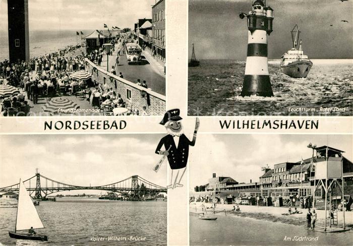 Wilhelmshaven Strandpromenade Leuchtturum Roter Sand Kaiser Wilhelm Bruecke Stra