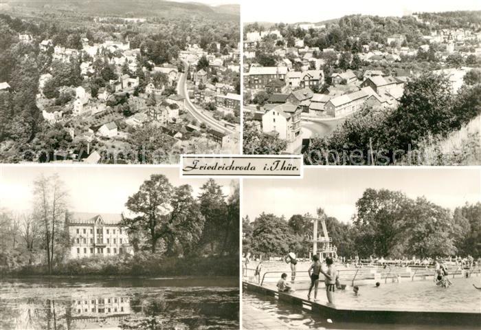 Friedrichsroda Blick vom Gottlob Schloss Reinhardsbrunn Schwimmbad