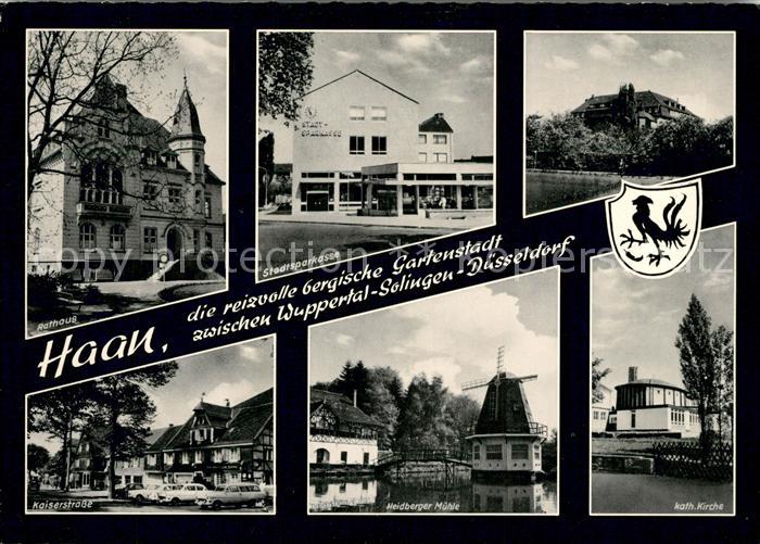 Haan Rheinland Kirche Muehle Rathaus Kaiserstrasse