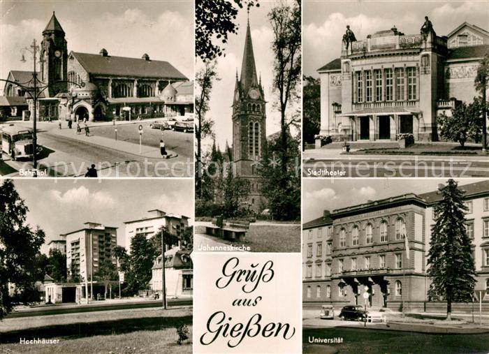Giessen Lahn Universitaet Stadttheater Bahnhof Hochhaeuser