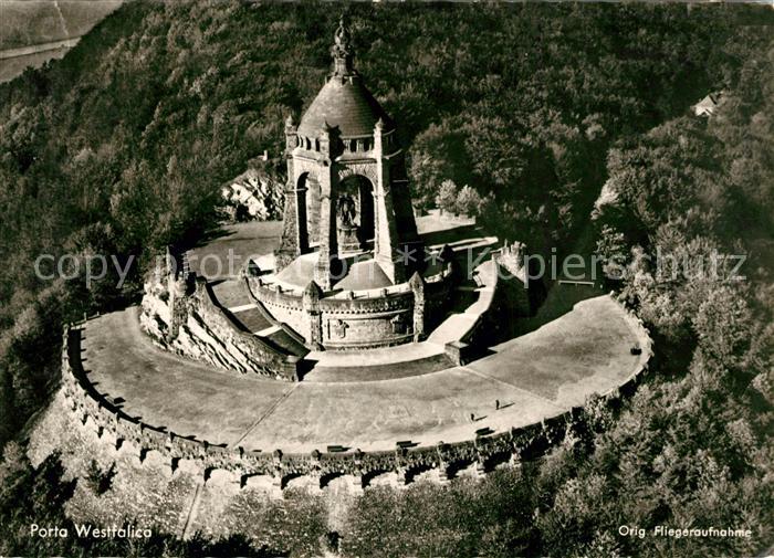 Porta Westfalica Fliegeraufnahme Kaiser Wilhelm Denkmal