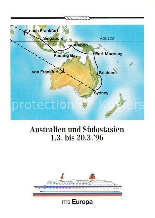 Schiffe Ships Navires MS Europa Landkarte Australien Suedostasien