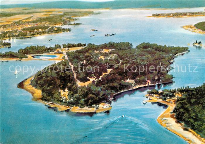 Wannsee Gaststaette Blockhaus Nikolskoe Plaueninsel Fliegeraufnahme