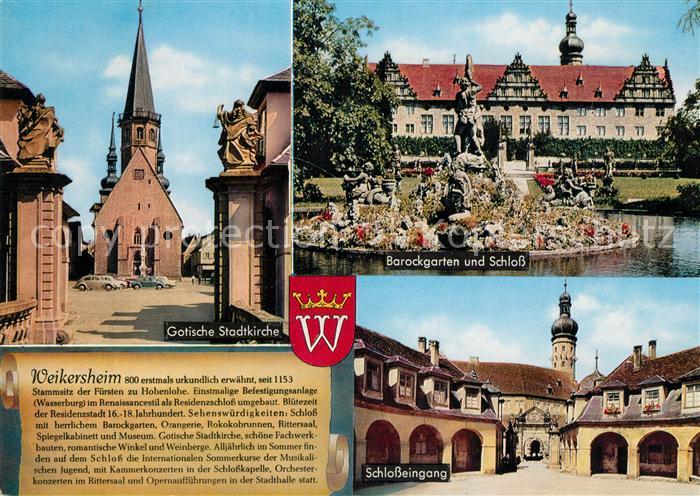Weikersheim Gotische Stadtkirche Barockgarten Schloss Schlosseingang Chronik