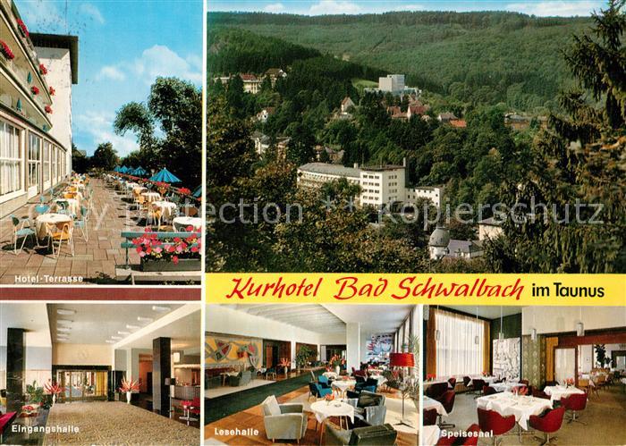 Bad Schwalbach Kurhotel Terrasse Eingangshalle Lesehalle Speisesaal Stadtpanoram