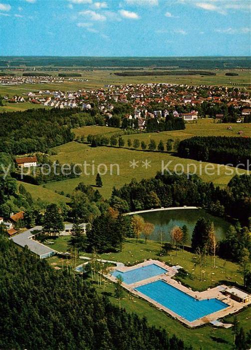 Bad Woerishofen Schwimmbad am Sonnenbuechlsee Gartensiedlung Fliegeraufnahme Cor