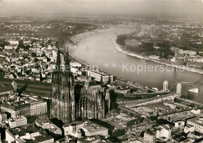 Koeln Rhein Koelner Dom Rheinbruecke Fliegeraufnahme