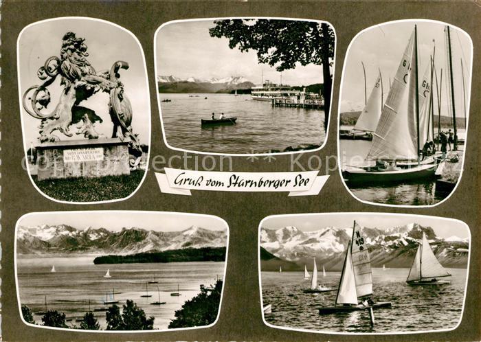 Starnbergersee Segelregatta Alpenblick Statue Skulptur