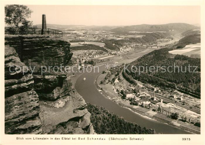 Bad Schandau Panorama Blick vom Lilienstein ins Elbtal Tafelberg Elbsandsteingeb