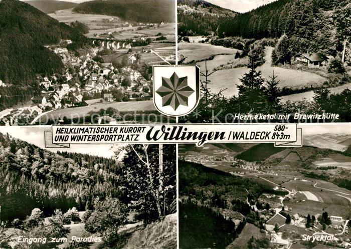 Willingen Sauerland Panorama Hermeketal mit Brewitzhuette Strycktal Eingang zum