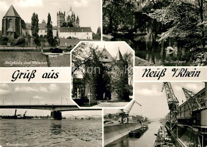 Neuss Zeughaus Muenster Obertor Stadtpark Schwanenteich Rheinbruecke Hafen