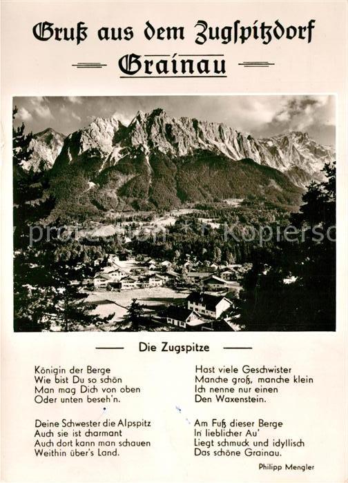 Grainau Gesamtansicht mit Zugspitze Wettersteingebirge Gedicht Philipp Mengler