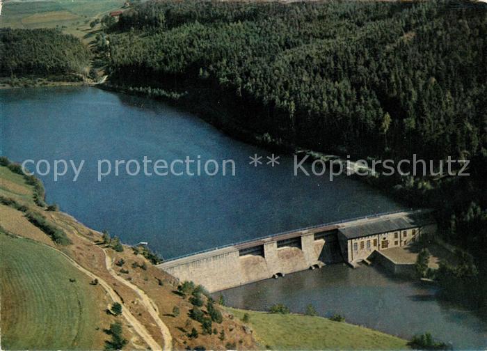 Trausnitz Talsperre und Kraftwerk mit Trausnitzsee Fliegeraufnahme