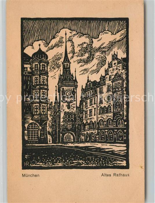 Muenchen Altes Rathaus Kuenstlerkarte