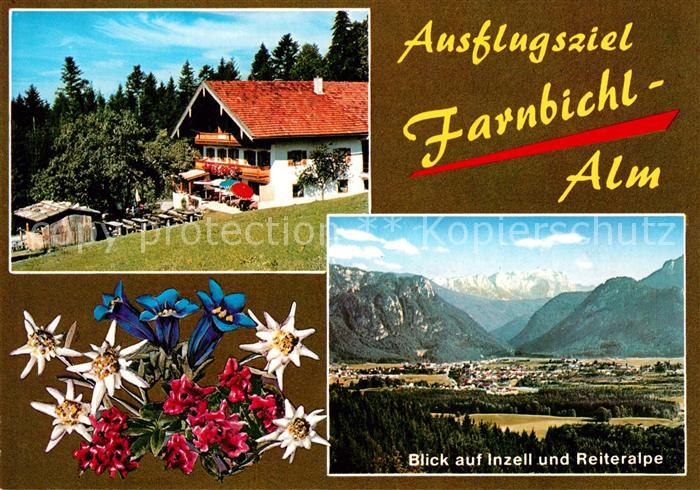 Inzell Farnbichl Alm Fliegeraufnahme mit Reiteralpe