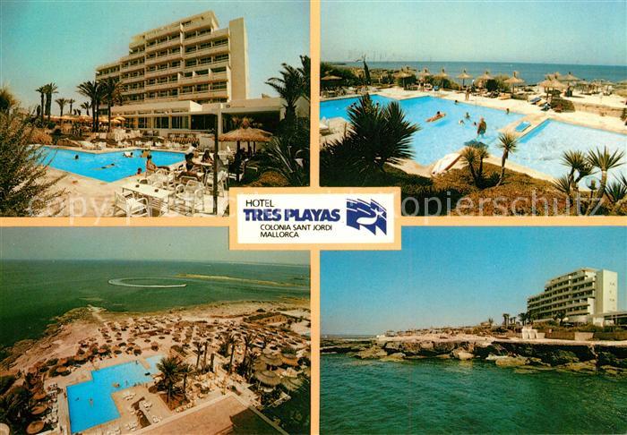 Colonia Sant Jordi Hotel Tres Playas Fliegeraufnahme Pool