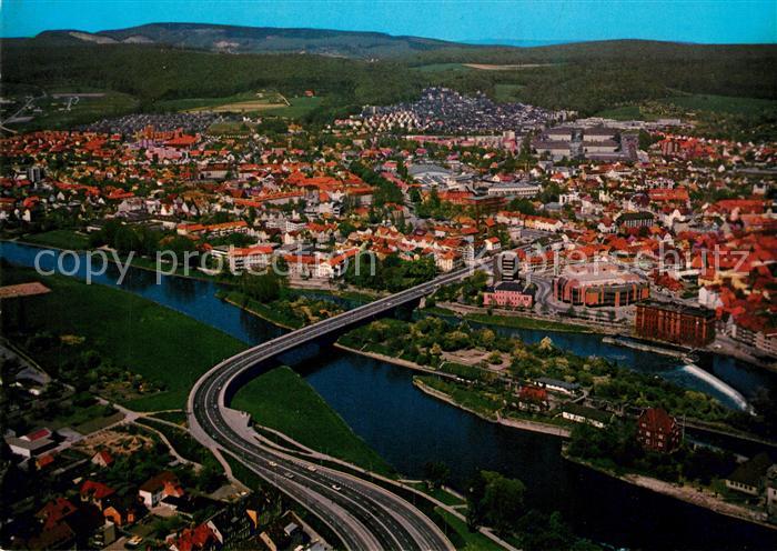 Hameln Weser Fliegeraufnahme Rattenfaengerstadt Weserpartie
