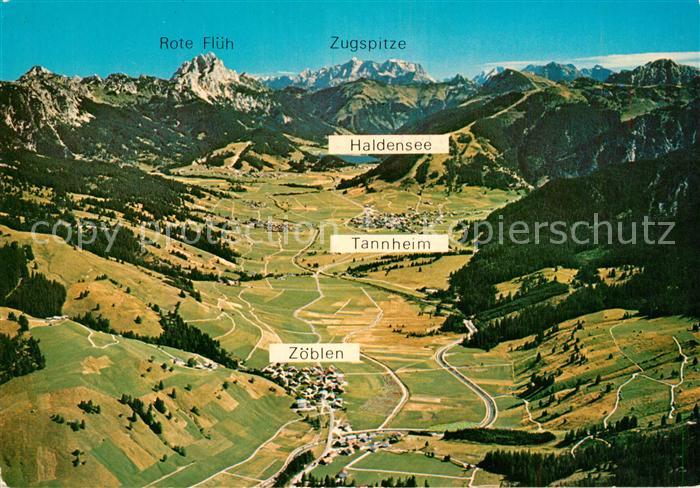 Zoeblen Tannheim Haldensee Zugspitze Rote-Flueh Fliegeraufnahme