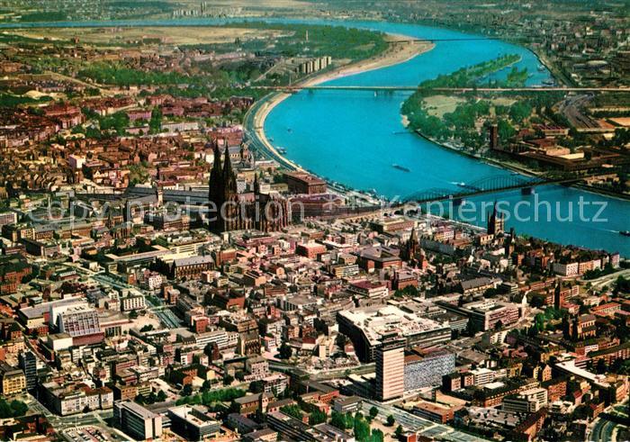 Koeln Rhein Fliegeraufnahme Dom Rhein