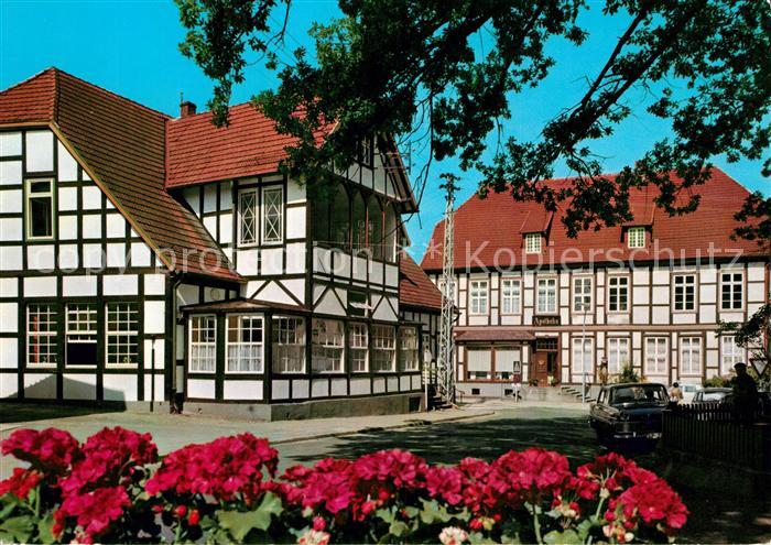 Bad Essen Schullandheim und Apotheke Fachwerkhaeuser Blumen