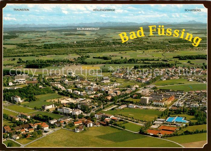Bad Fuessing Thermalbad Blick zu den Alpen Fliegeraufnahme