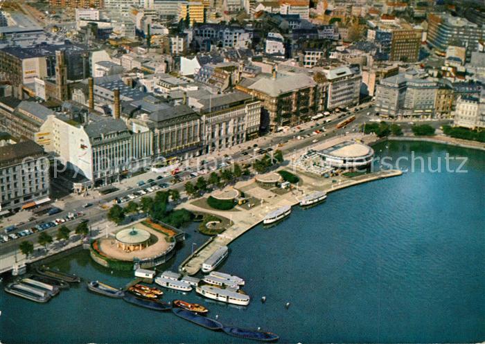 Hamburg Jungfernstieg mit Alsterpavillon Fliegeraufnahme