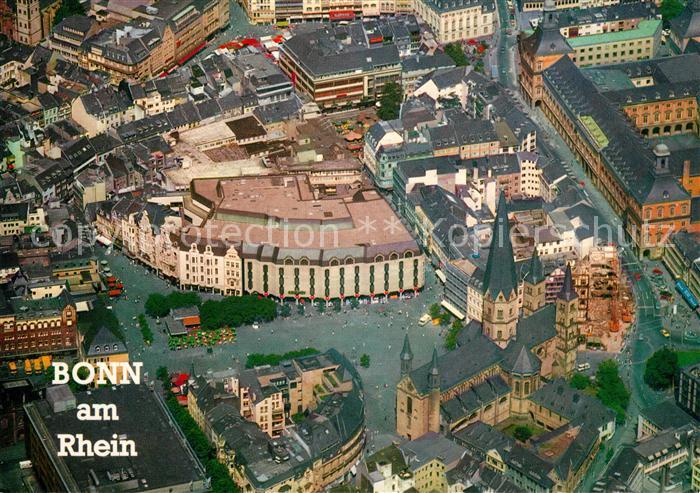 Bonn Rhein Panorama mit Muensterkirche Fliegeraufnahme