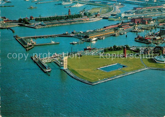 Cuxhaven Nordseebad Hafenanlagen Fliegeraufnahme