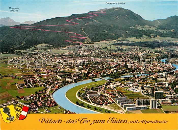 Villach Kaernten Tor zum Sueden mit Alpenstrasse Dobratsch Gailtaler Alpen Flieg