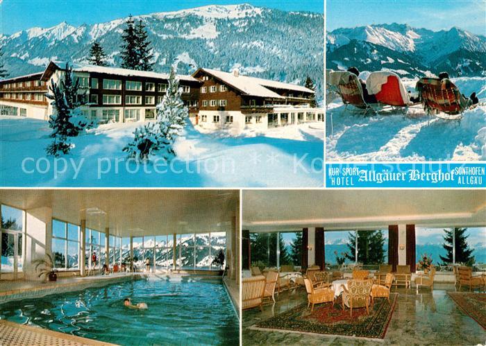 Sonthofen Oberallgaeu Kur und Sporthotel Allgaeuer Berghof Hallenbad Foyer Winte
