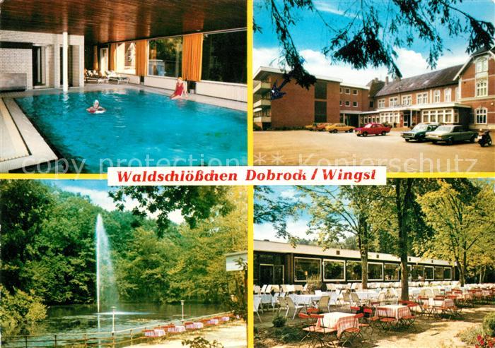 Wingst Waldschloesschen Dobrock Terrasse Hallenbad Teich in der Wingst