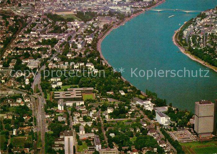 Bonn Rhein Panorama mit Regierungsviertel Fliegeraufnahme