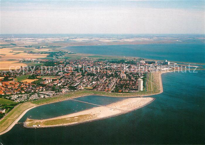 Buesum Nordseebad mit Sandstrand Perlebucht Fliegeraufnahme