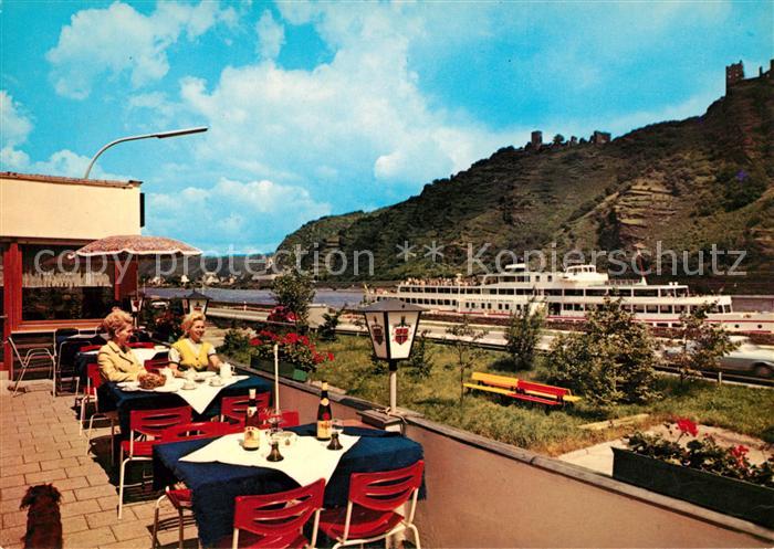 Salzig Bad Hotel Restaurant Perle am Rhein Schiff Terrasse