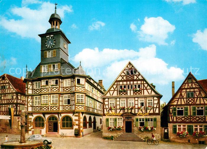 Heppenheim Bergstrasse Zum goldenen Engel Marktplatz Rathaus Fachwerkhaeuser