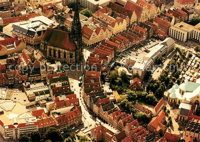 Muenster Westfalen Fliegeraufnahme Stadtzentrum Lambertikirche Prinzipalmarkt