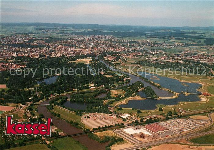 Kassel Fliegeraufnahme Stadtpark Karlsaue Fulda Freizeitzentrum Fuldaaue