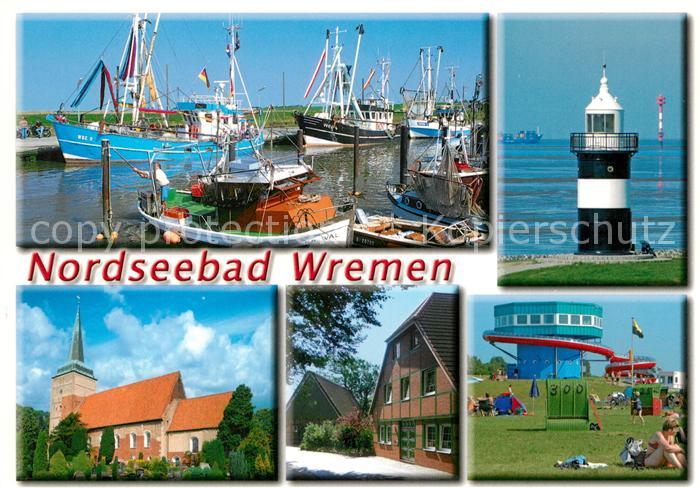 Wremen Boote Leuchtturm Freibad Kirche