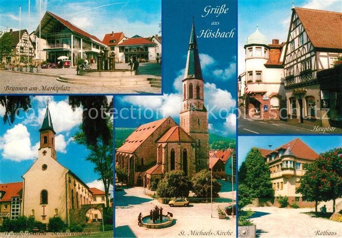Hoesbach Hauptstrasse Rathaus Marktplatz St.-Michaels-Kirche