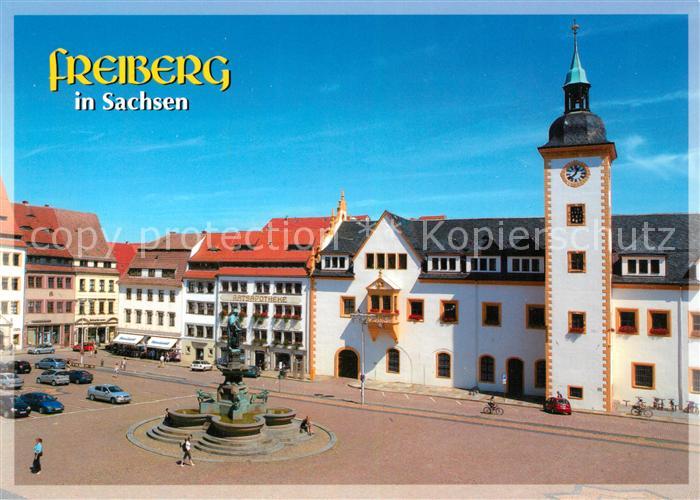 Freiberg Sachsen Obermarkt Rathaus Brunnen Otto der Reiche Markgraf zu Meissen