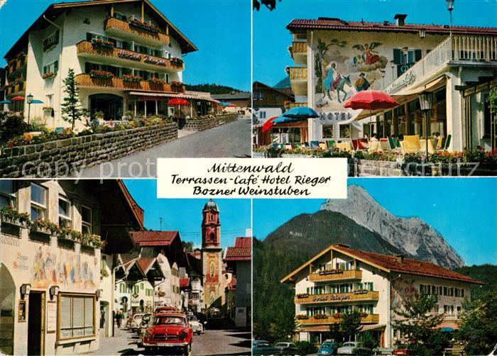 Mittenwald Bayern Terrassen Cafe Hotel Rieger Bozner Weinstuben