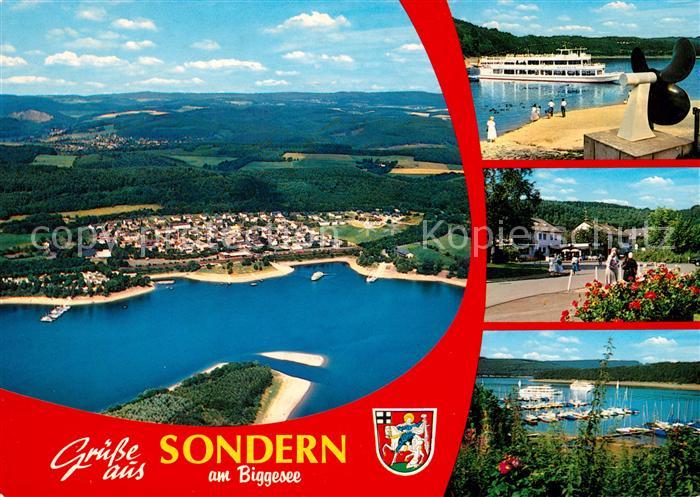 Sondern Biggesee Fliegeraufnahme Bootsanlegestelle Park Faehrschiff