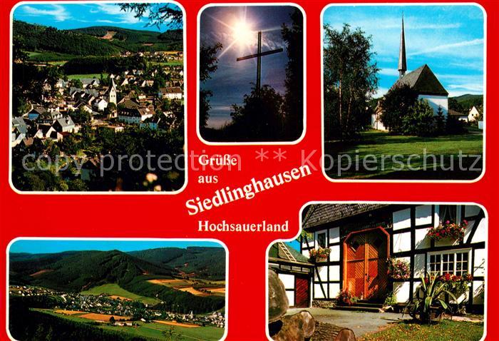 Siedlinghausen Fliegeraufnahme Kirche Kreuz Nachtaufnahme