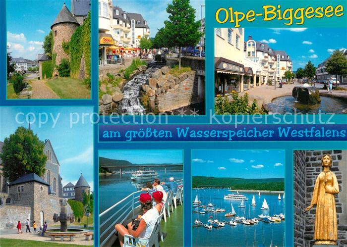 Olpe Biggesee Schloss Stadtturm Denkmal Bootsanlegestelle