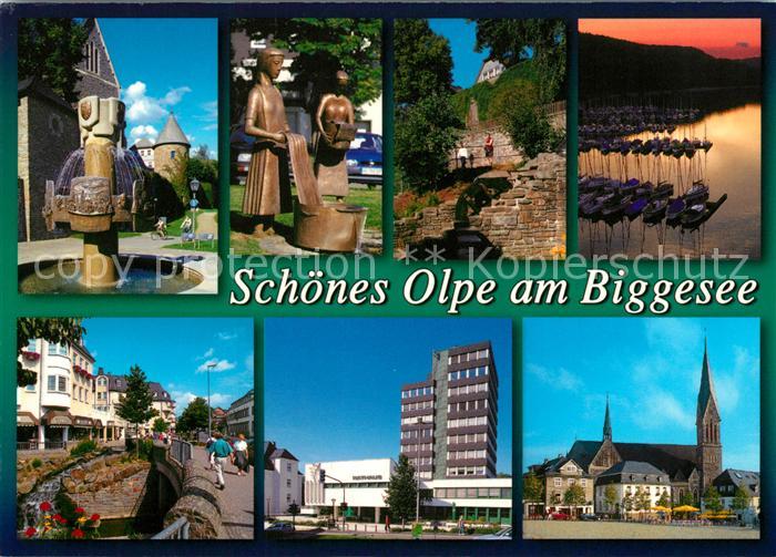 Olpe Biggesee Denkmaeler Kirche Parkanlage Bootshafen Nacht Brunnen
