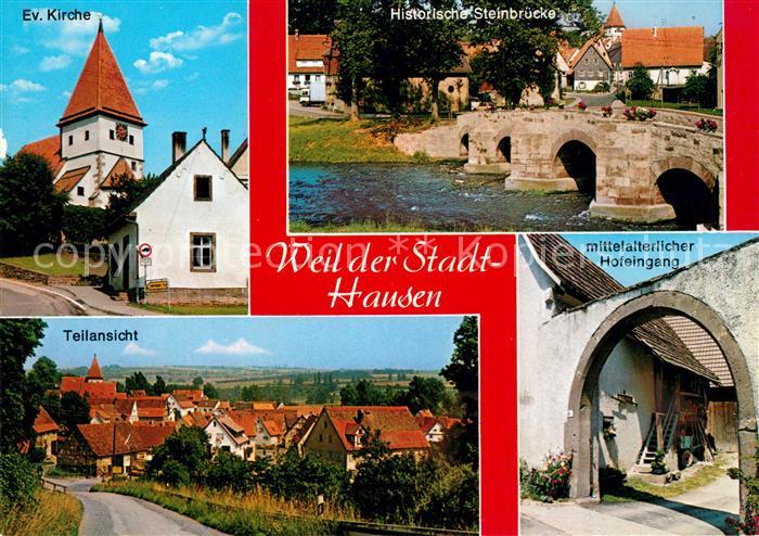 Hausen Weil Stadt Evangelische Kirche Historische Steinbruecke Mittelalterlicher