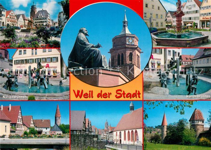 Weil der Stadt Narrenbrunnen Kepler Denkmal Stadttuerme Kirche