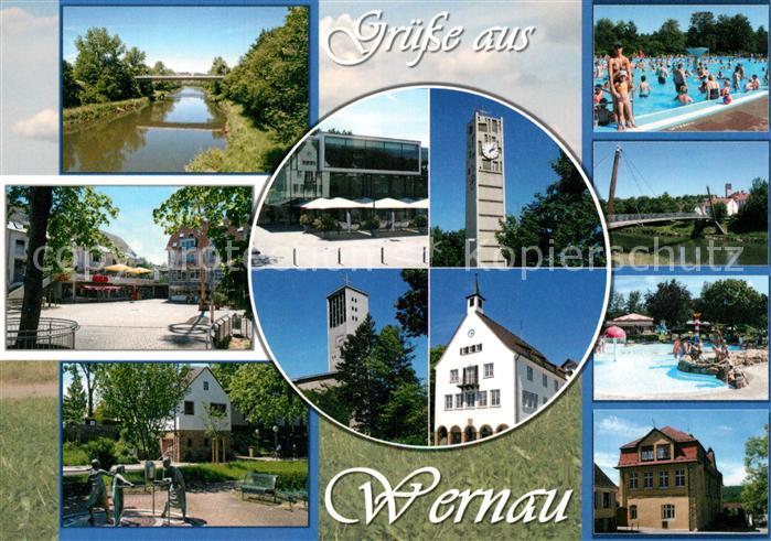 Wernau Alb-Donau-Kreis Kirche Rathaus Denkmal Fussgaengerzone Schwimmbad